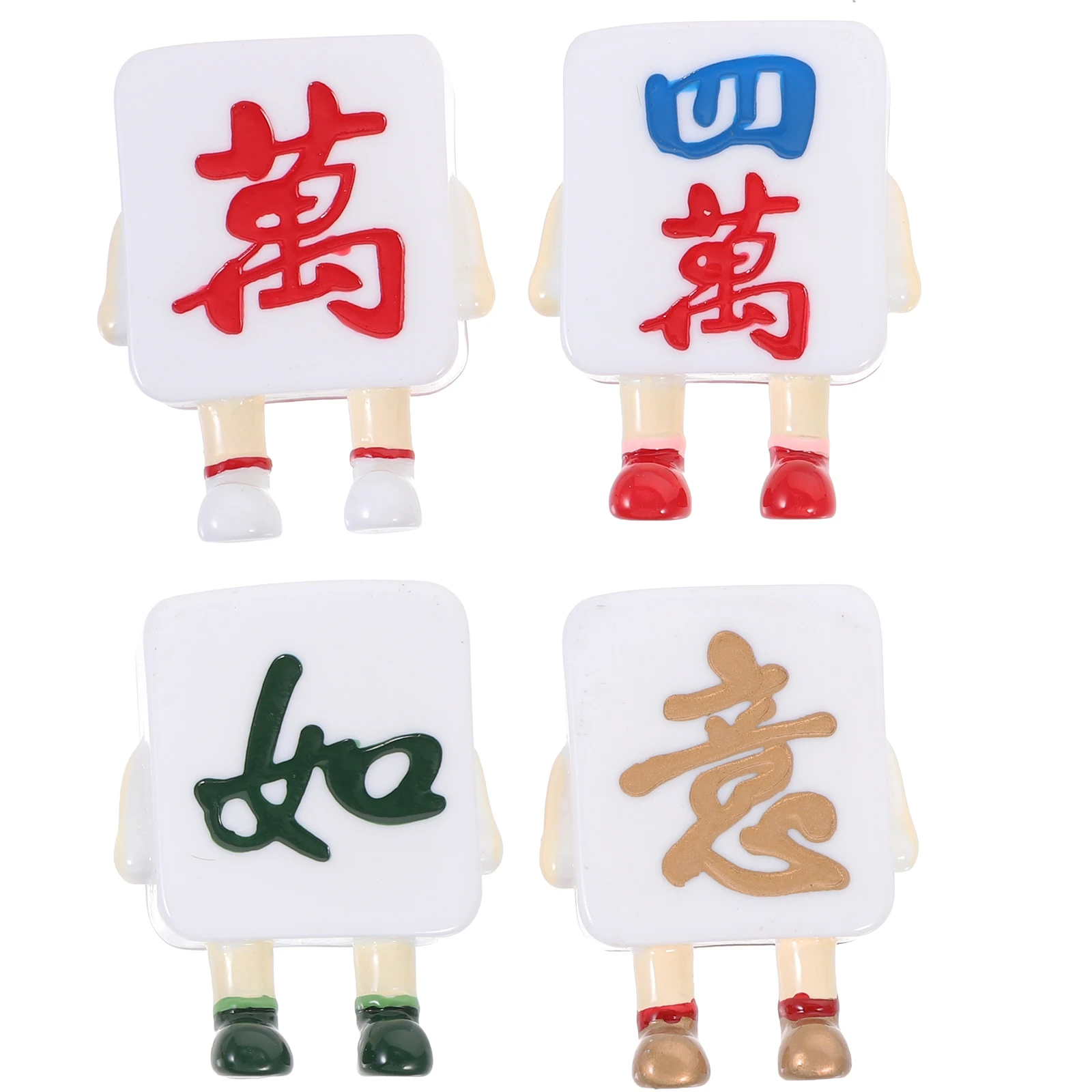 

4pcs Creative Mahjong Fridge Adsorption Decorative Refrigerator Magnets Cartoon Design Magnetic Stickers For Home Kitchen