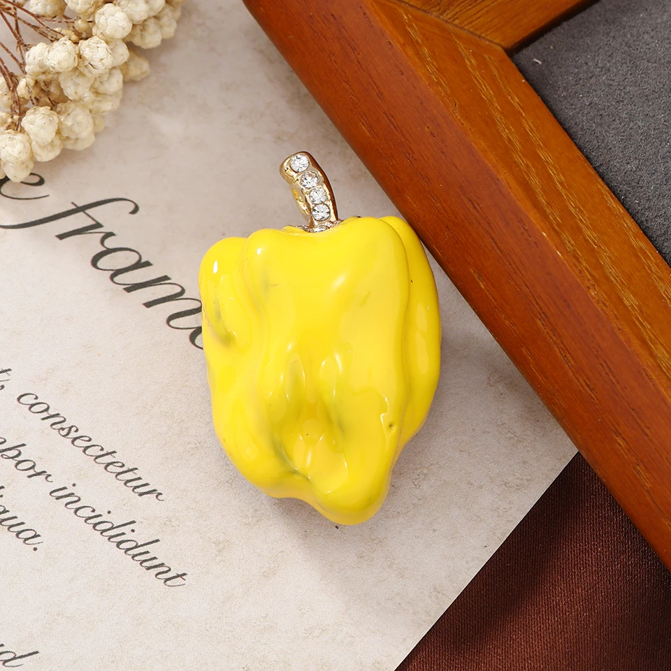 Morkopela Enamel Capsicum Brooch Pin Cute Colorful Vegetable Pepper Pins Women Scarf Sweater Brooches Jewelry