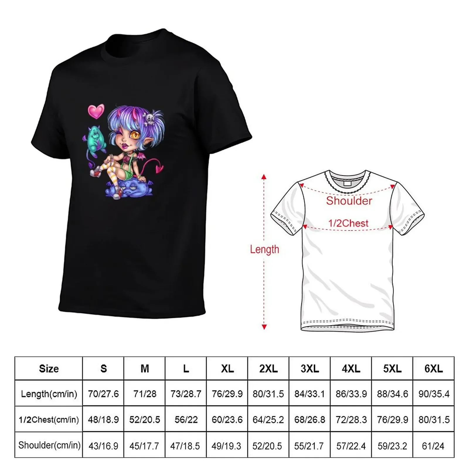 Demon Girl by Amberly Berendson T-Shirt funny shirt cotton anime clothes oversized croswit shirt man plus size men clothing