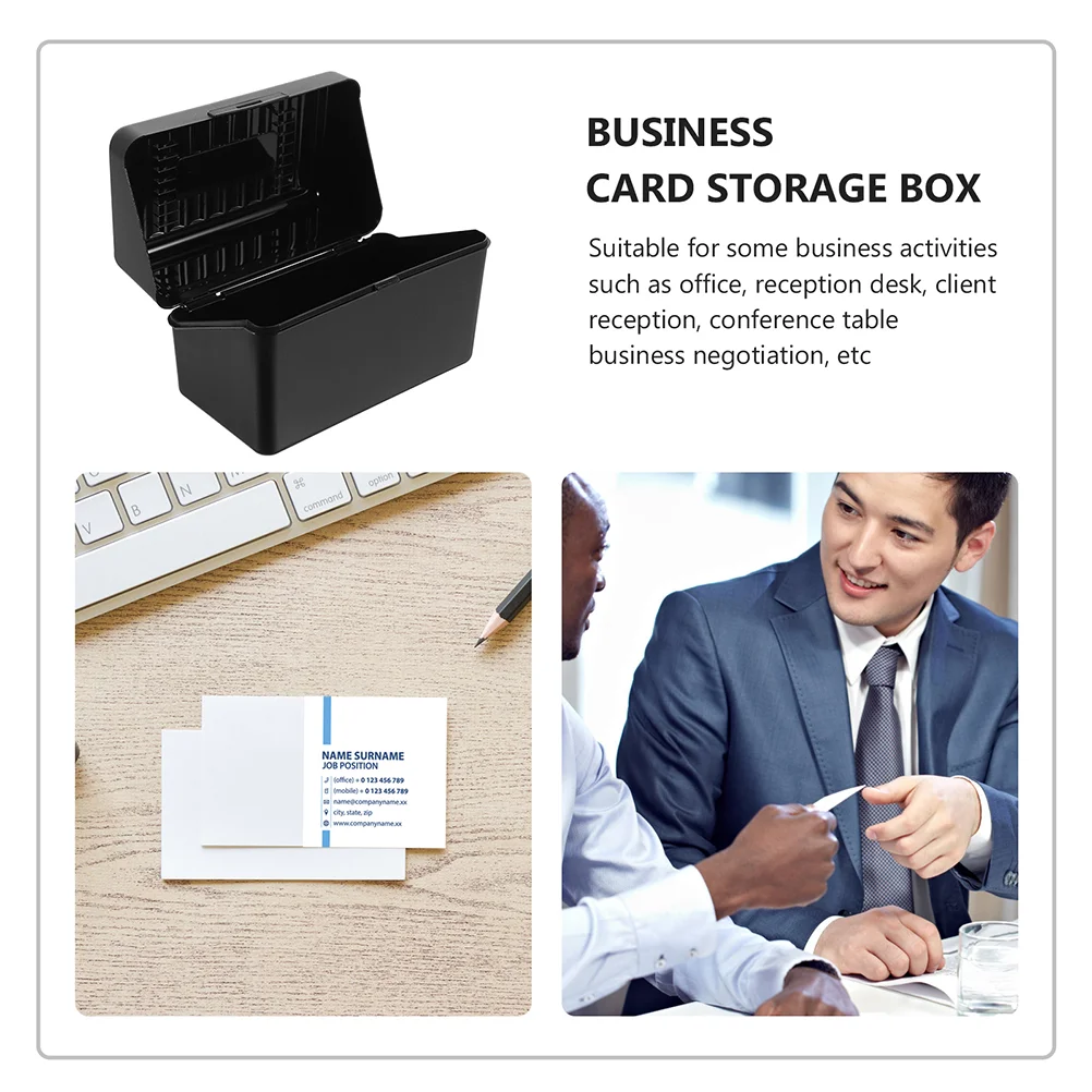 2 Pcs Business Cards Box Office Container Holder Organizer Portable Index Convenient Case Black Display Storage for Women