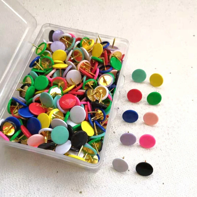 100Pcs Round Push Pins Notice Board Map Thumb Tacks Point Bulletin Drawing