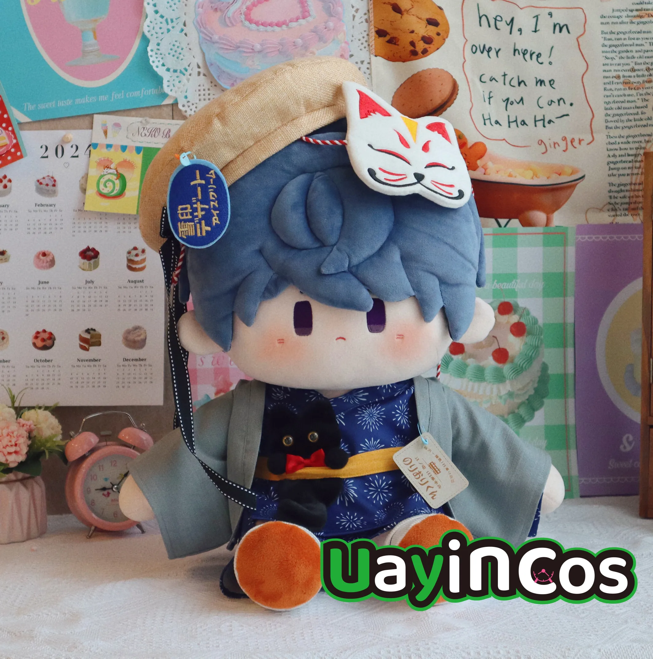 40cm Doll Clothes Kawaii Cool Fashion Kimono Haori Blue Green Costume Suit Stuffed Plushies Plush Doll Accessories Anime Toy  Ki