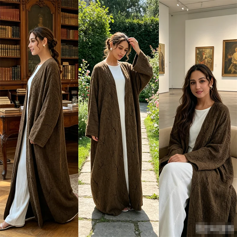 

Ramadan Dubai Abaya Muslim Women Maxi Dress Turkey Kaftan Eid Kebaya Caftan Marocain Femme Robe Kimono Cardigan Reversible Abaya