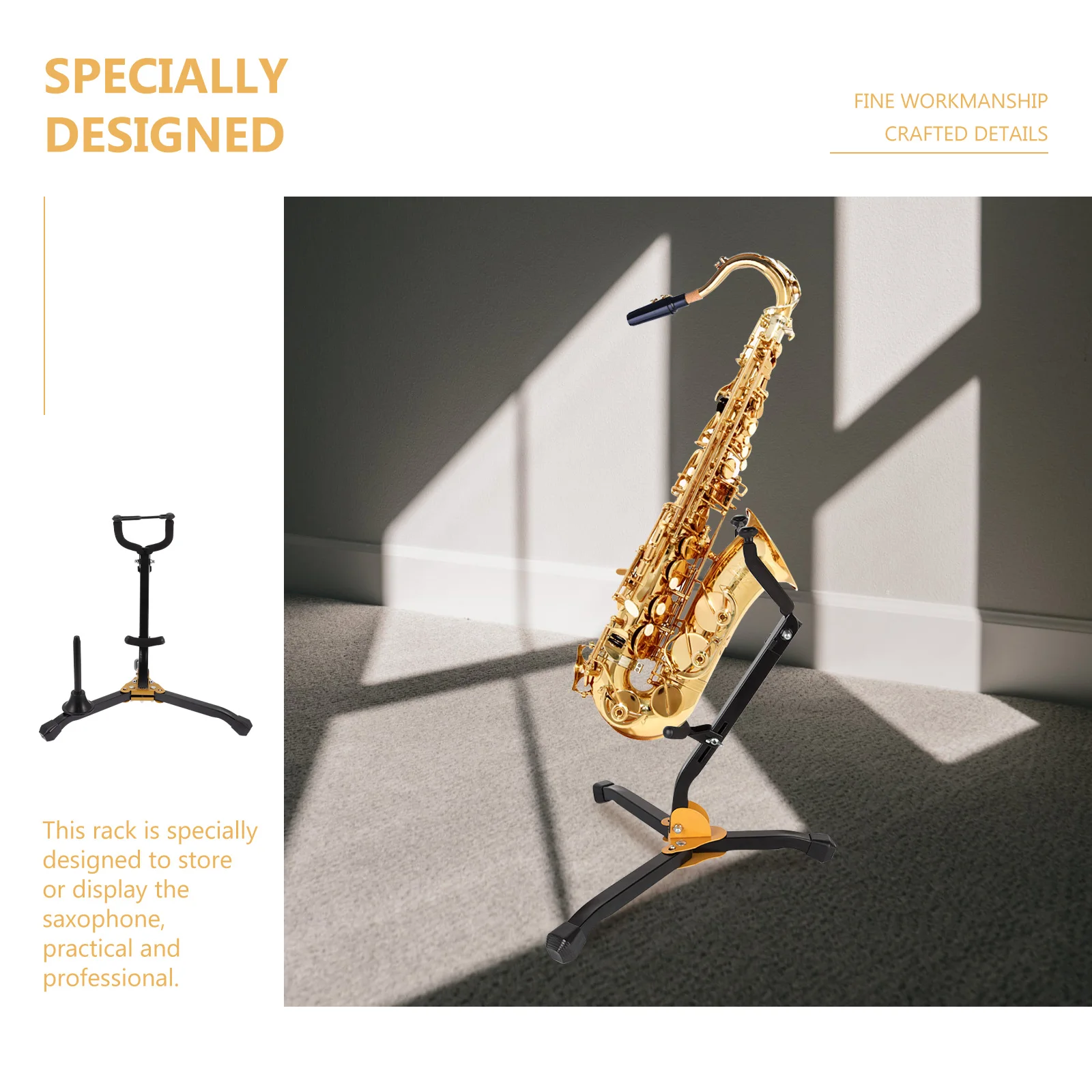 

Iron Foldable Saxophone Stand Alto Tenor Sax Storage Rack Durable Practical Display Holder Portable Music Classroom Use