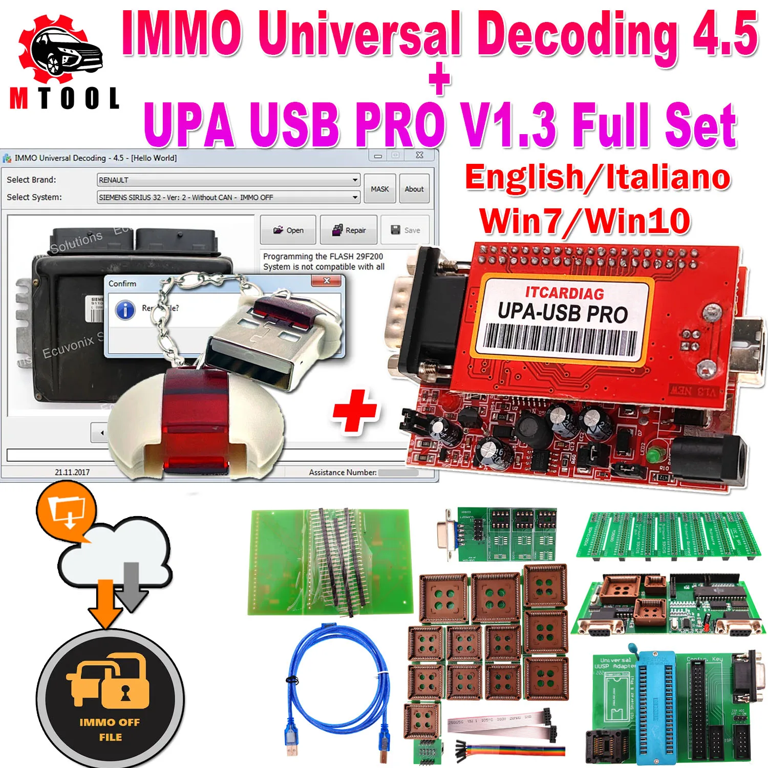 IMMO Universal Decoding 4.5 IMMO off Software Remove IMMO Code of ECU Repair IMMO Code With UPA USB PRO V1.3 Add 350MB Scripts