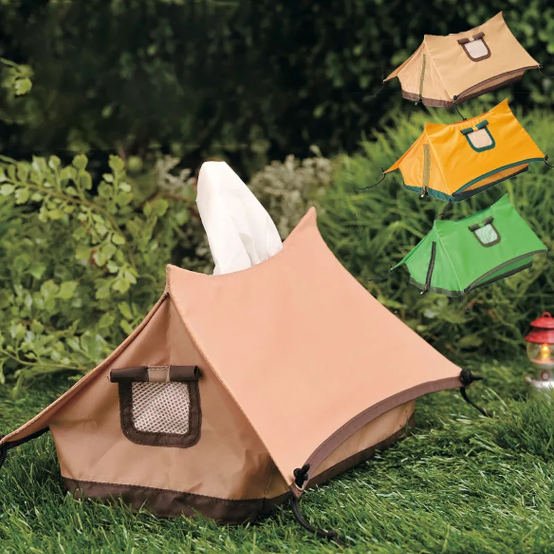 

Camping Tent Tissue Box Creative Outdoor Picnic Tissue Bag Portable Paper Storage Bag for Home Camping