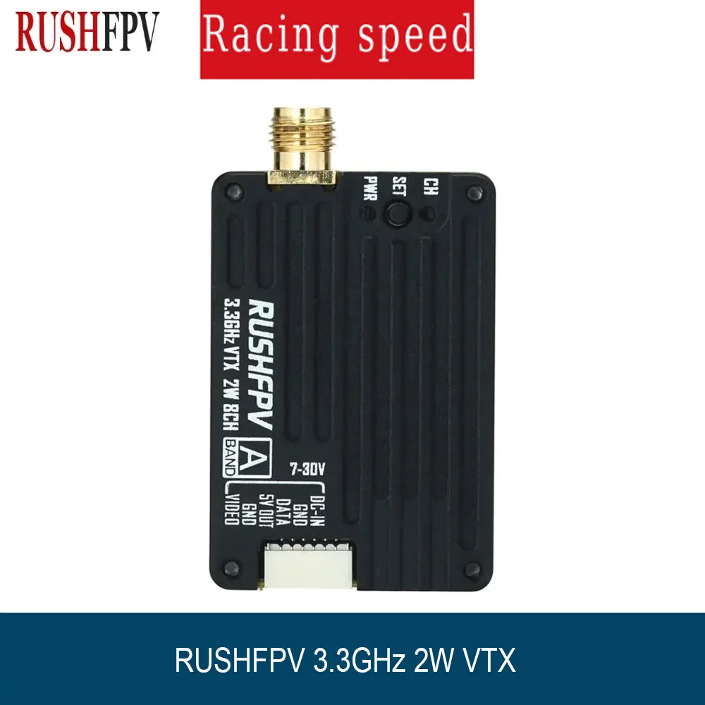 RUSHFPV 3.3G 2W VTX 16CH 7-30V IRC-Tramp 2dBi SMA for Long Range FPV Drone