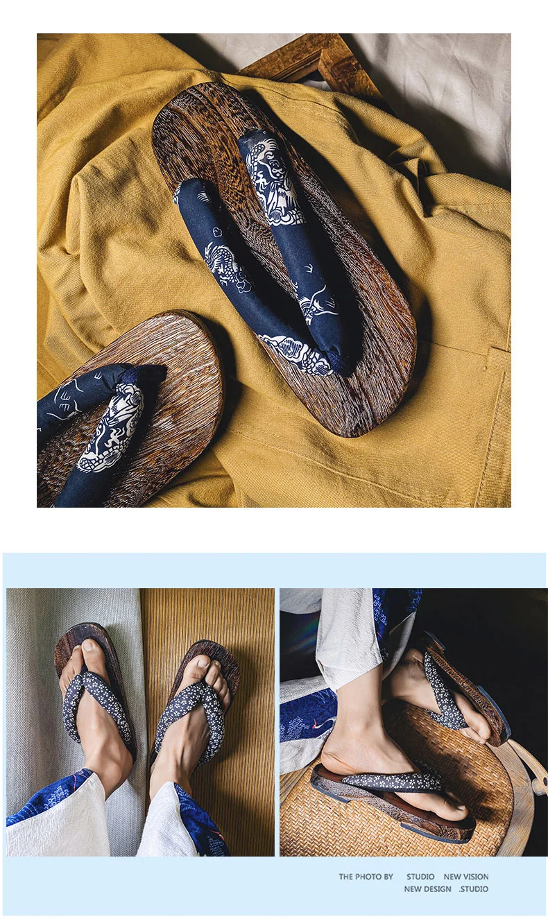 Herren-Slipper, 2022, neue japanische Fischgräten-Hausschuhe, Holz-Clogs, Geta-Flip-Flops, rutschfest, im Sommer, Cos-Schuhe – Detail 4