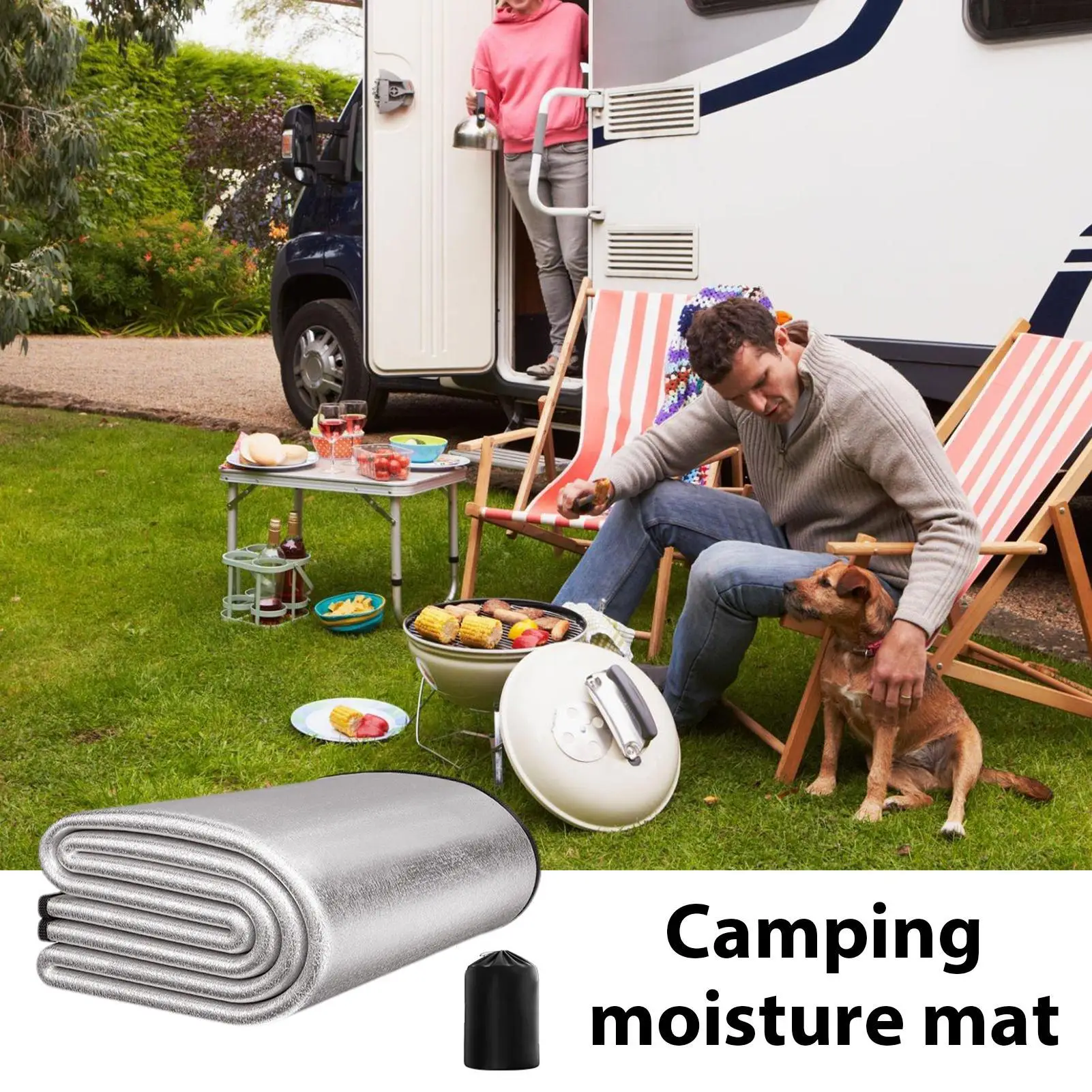 Aluminum Foil Camping Sleeping Pad Thermal Insulating Mat Waterproof Tent Floor Mat for Outdoor Hiking Backpacking Travel