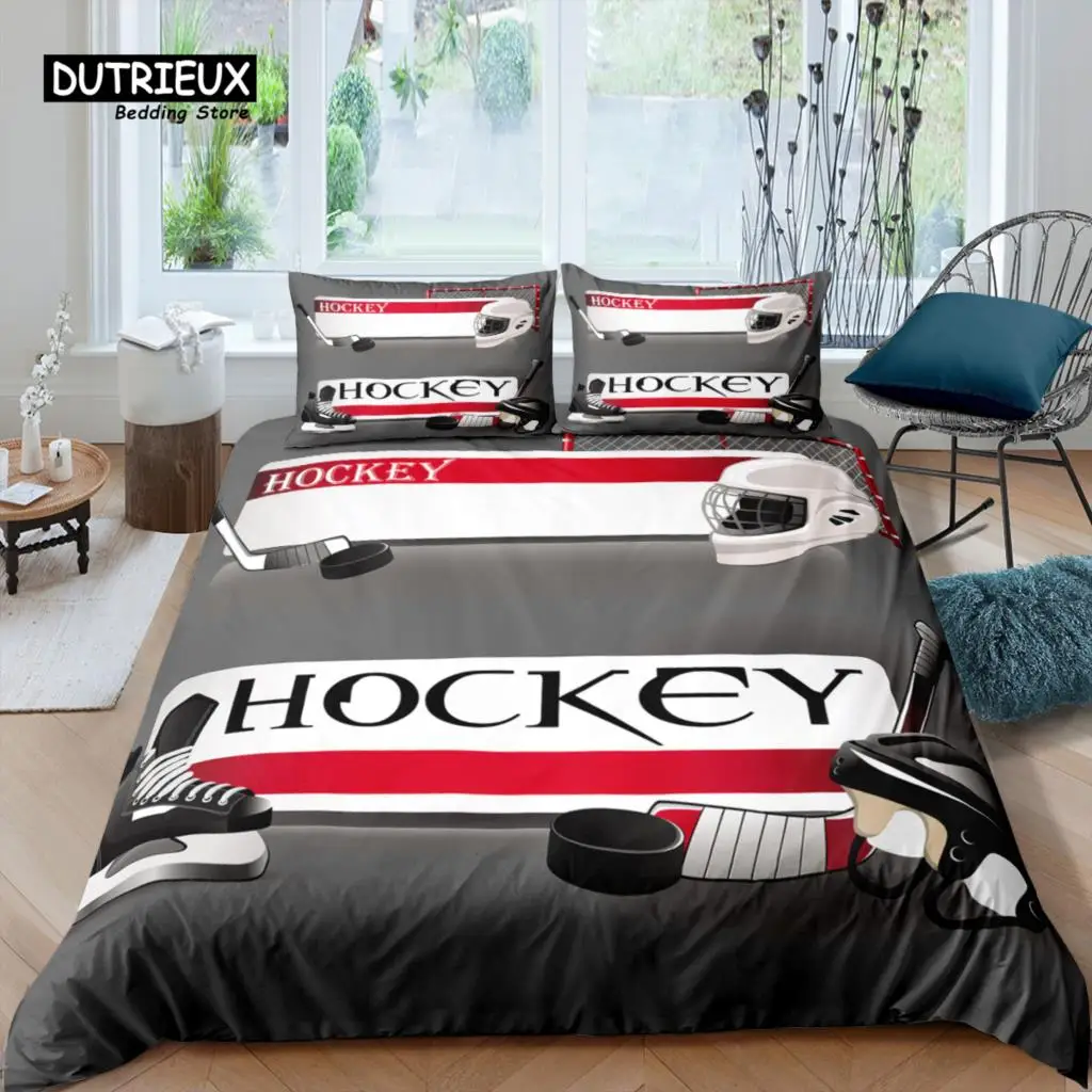 

Home Living Luxury 3D Ice Hockey Equipment Bedding Set Duvet Cover Pillowcase Kids Bedding Set Queen and King EU/US/AU/UK Size