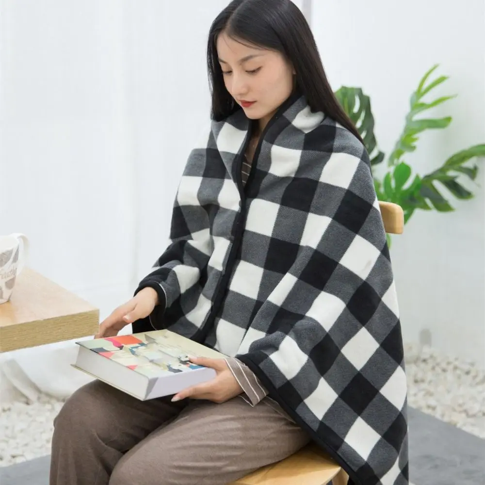 140-100-センチメートルカジュアル厚みのあるフランネルブランケットショール暖かいぬいぐるみストライプ暖かいショールマントラップウェアラブルスカーフ女性オフィス