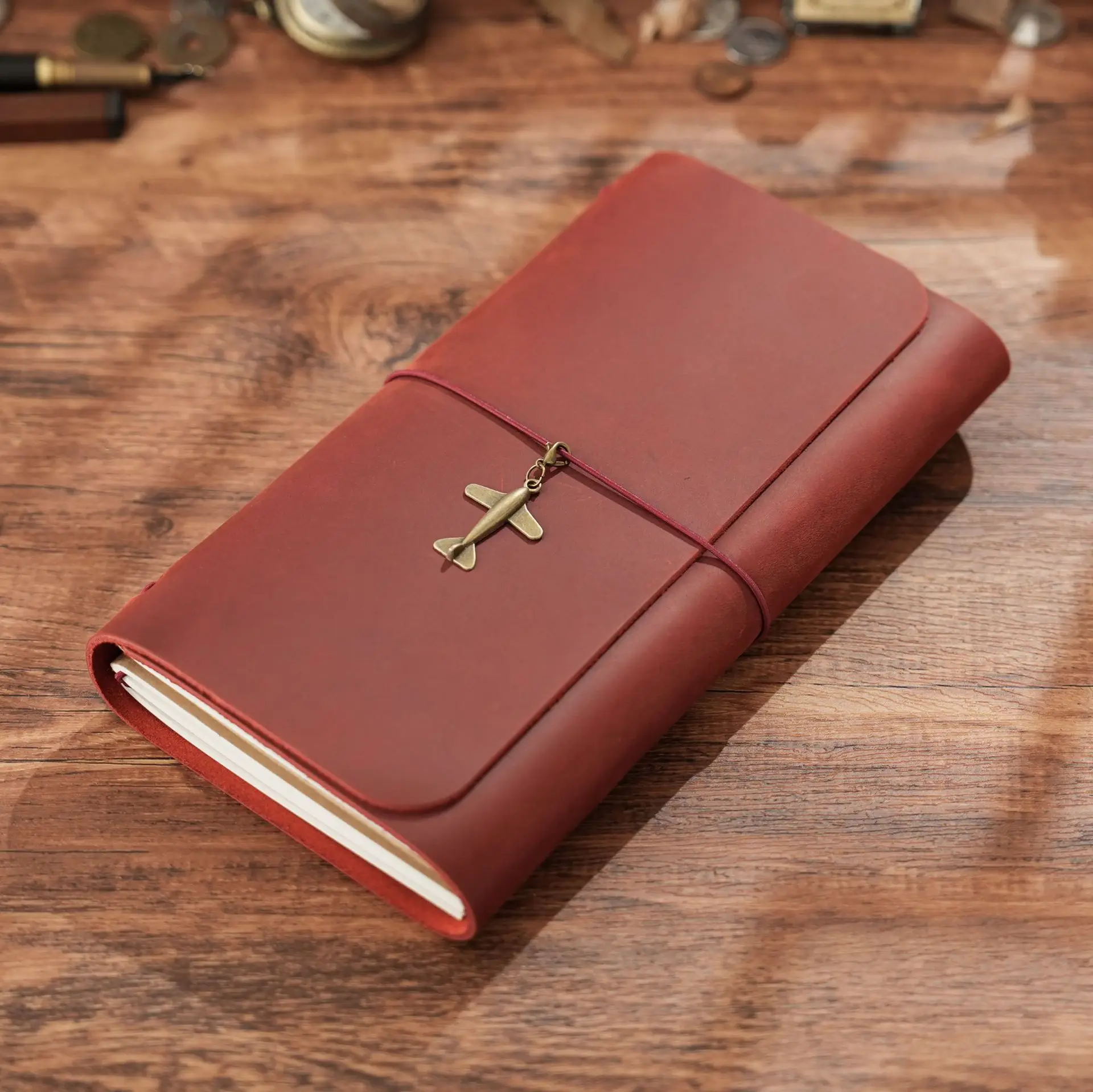 New Arrival Triple Fold TN Traveler's Notebook Genuine Cowhide Leather Vintage Diary Journal Creative Notepad 22x12.5x3cm