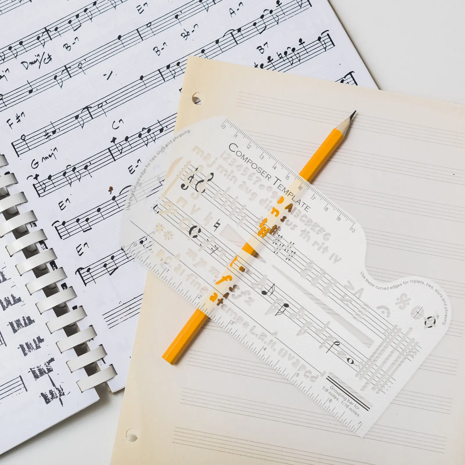 Precision Music Staff Drawing Tool Professional Notation Ruler for Sheet Music Composition Portable Manuscript Template Stencil