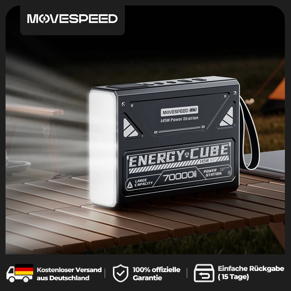 【CCC】MOVESPEED Z70Pro LED-Notlicht, wiederaufladbar, 70000 mAh, Akku mit großer Kapazität für Stromausfälle im Freien