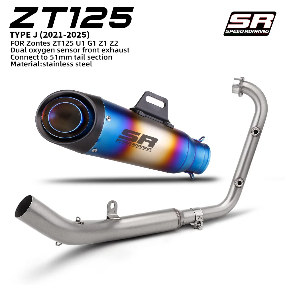 ZT125 Exhaust System For Zontes ZT155 ZT-125/155 Z1/Z2/U1/G1/BK 2021-2026 Motorcycle Exhausts Pipe