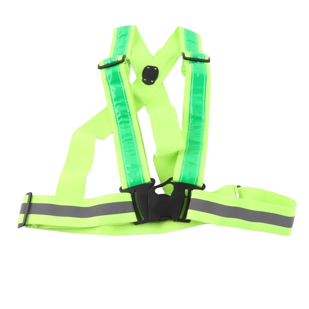 Polyester LED Safety Vest Green Light Reflective Reflective Running Vest USB Rechargeable Cycling Warning Vest