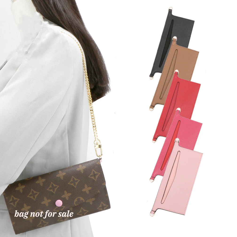 PU Wallet Insert for Chain Strap Soft with D Rings Purse Insert Organizer Wallet Conversion Kit Women