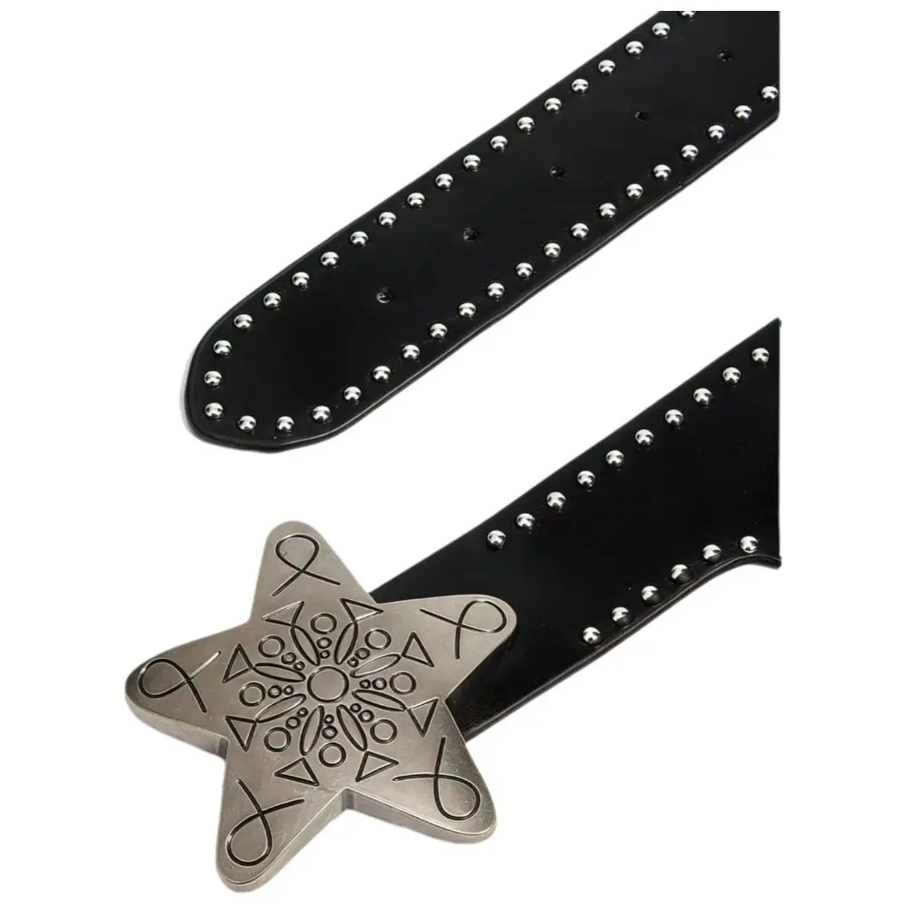 Multifunctional Star Buckle Belt PU Leather Adjustable Jeans Belt Solid Color Five-Pointed Star Buckle Waist Chain