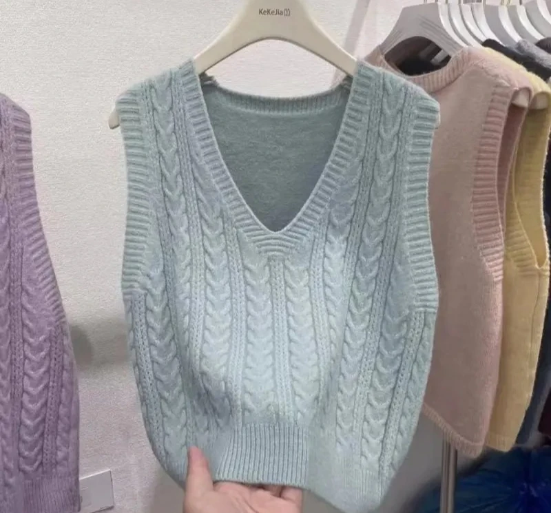 풀오버 니트 조끼 루즈핏 가을 신상 조끼 숏 스웨터 컬리지 조끼