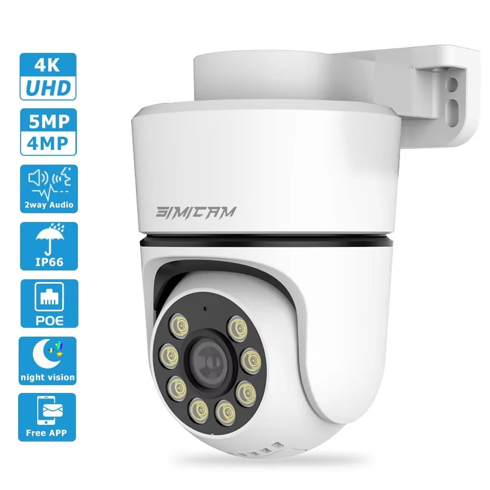 4K POE PTZ IP Camera Security Onvif Outdoor Color Night Vision Smart AI P2P Pan Tilt With Motion Detection Two Way Audio SD Slot