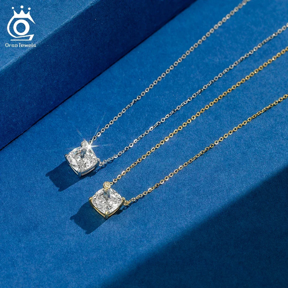 

ORSA JEWELS Elegance 8A Cubic Zirconia Diamond Pendant Necklace for Women 925 Silver Wedding Jewelry Romantiic Gift LZN29