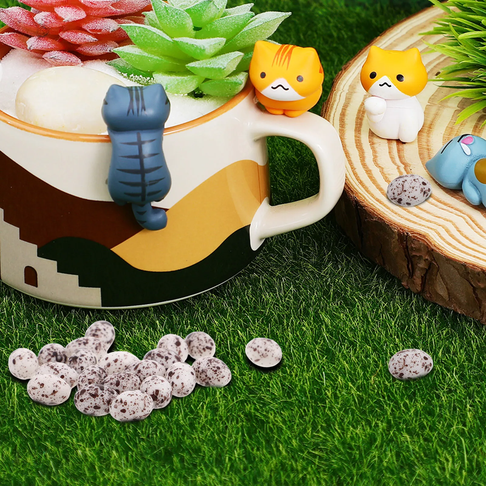 20 Buah Patung Miniatur Telur Puyuh Imitasi Patung Plastik Figur Prop Playset Massal