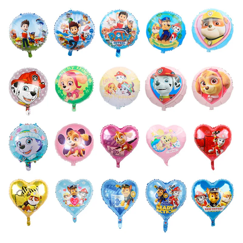 10/50 Stück Paw Patrol Ballon Rund Herz Cartoon Hund Aluminiumfolienballon Kindergeburtstag Party Deko Helium Globos