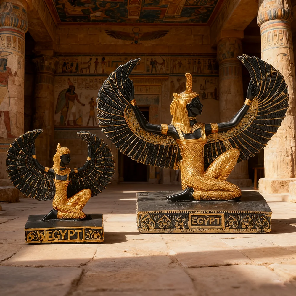 Ancient Egypt Goddess Isis Resin Figurine With Wings Handicraft Travel Souvenir Horus Mother Of Pharaoh Decoration