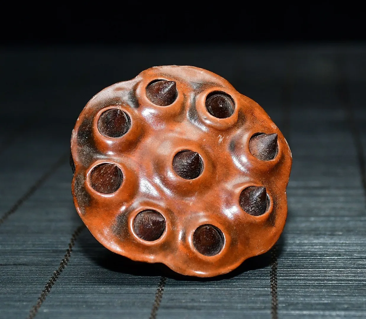 Exquisite Boxwood Lotus Seedpod - A Scholar's Palm Stone and Symbol of Fertility