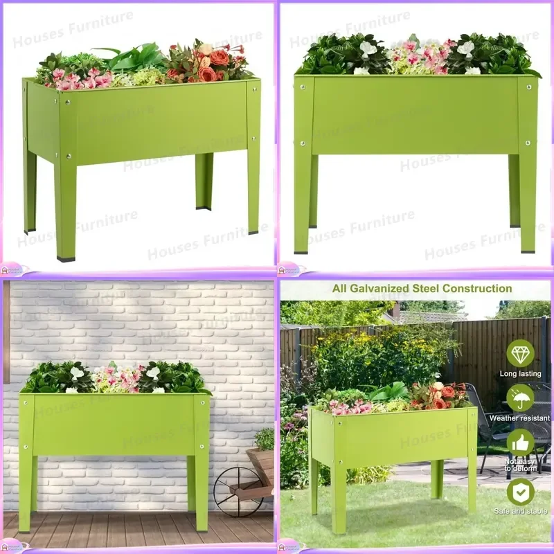 24.5x12.5 Inch Elevated Garden Planter Box Outdoor Raised Flower Bed Stand Weather Resistant Metal Planting Pot Holder for