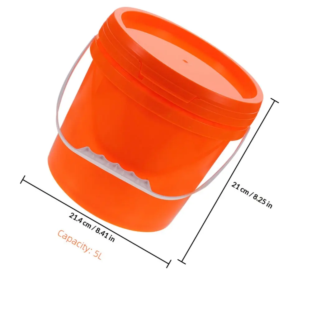 2Pcs High-Hardness Plastic Paint Bucket with Comfort Handle Smooth Surface Easy-Clean Round Storage Container for Art Painting