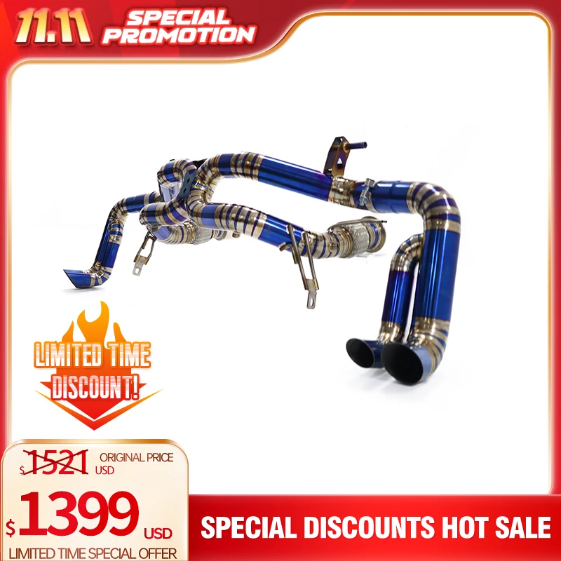 HMD 11.11 For Audi R8 V10 5.2 2017-2019 Engine Racing Sport Exhaust Straight X Pipe Titanium Blue Exhaust System