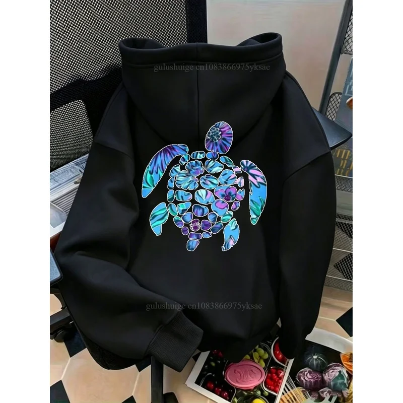 Streetwear Hoodie Halloween Gifts Colorful Sea Turtle Pattern Fall Clothes Autumn Winter Daily Wear Gift For Teen Boys Girls