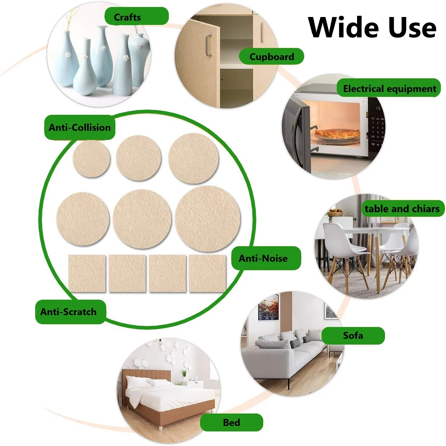 56 Uds. Almohadillas para patas de silla de fieltro, alfombrilla protectora contra arañazos para suelo de 3mm de espesor, autoadhesiva antideslizante silenciosa, accesorios para muebles DIY