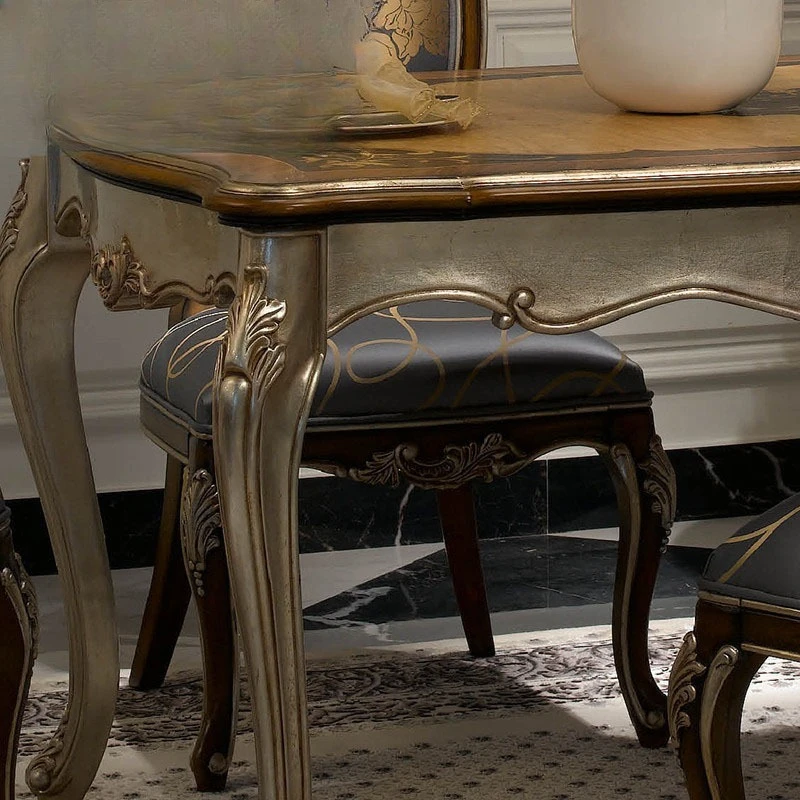 French luxury mahogany dining table and chairs neoclassical European style villa dining table chair combination furniture