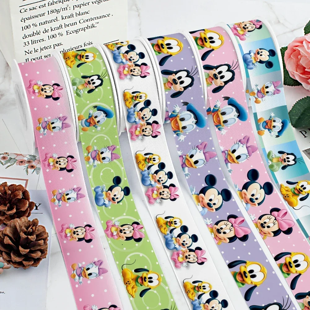 Baby Disney Mickey Minnie Donald Duck Goofy Daisy Cartoon 10 Yards Grosgrain Ribbon for Cheer Bows