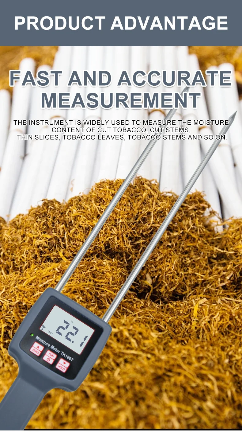 TK100T Portable Digital LCD Moisture Content Testing Equipment for Tobacco Moisture Meter Laboratory & Industrial Use