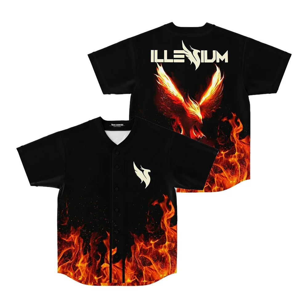 Fire Illenium Baseball Jersey Women Men Short Sleeve Tee Casual Streetwear Unisex Clothes