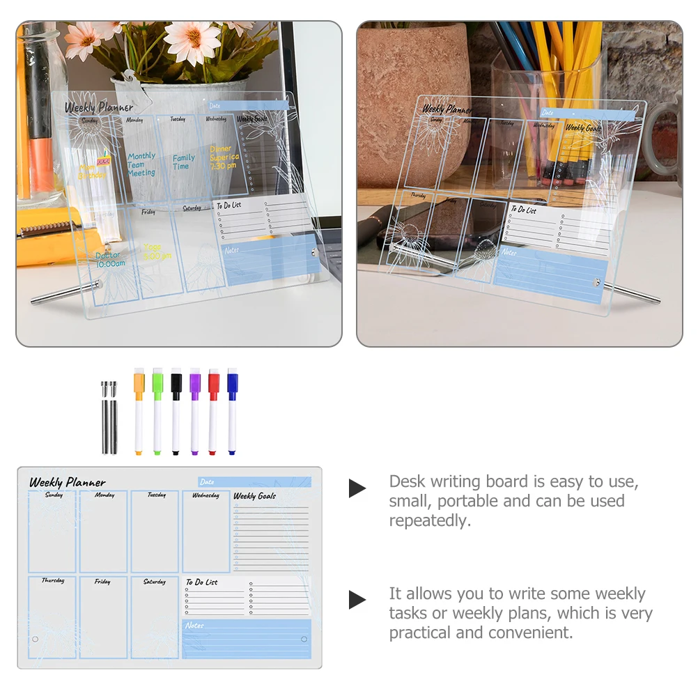 

1 set Acrylic Board Set Clear Office Acrylic Writing Board Erasable Planner Dry Whiteboard Desk Writing Boards for Office Home