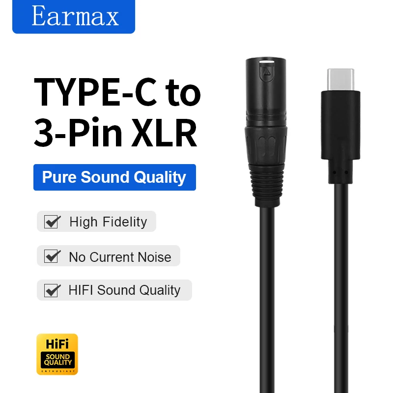 USB-C To 3-pin XLR TYPE-C Cable is For Audio Speakers Amplifiers Mixing Consoles Mobile Phones Laptops and IPads