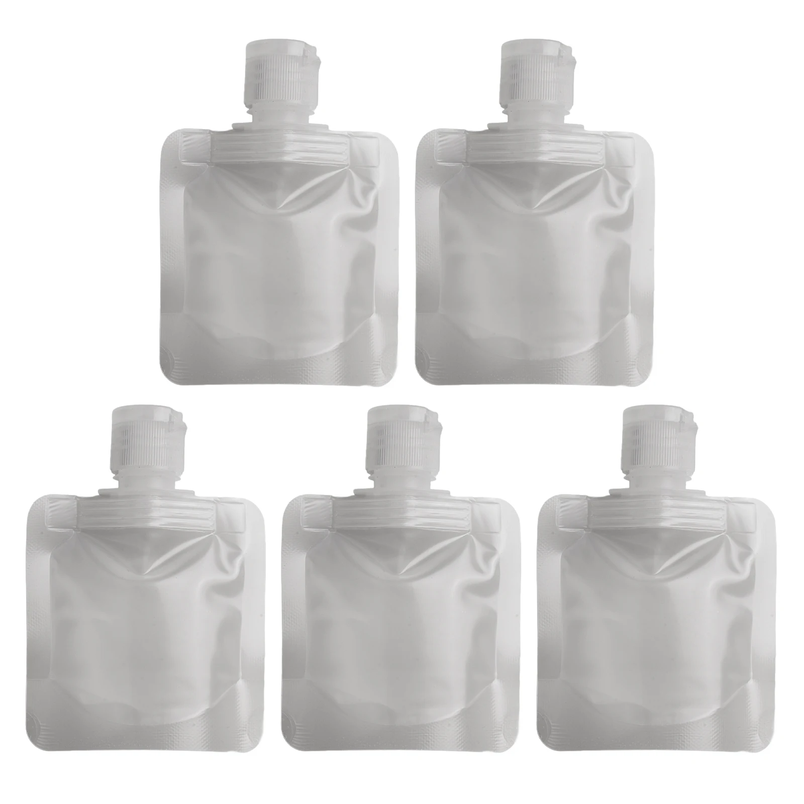 5pcs 30/50/100ml Plastic Liquid Bags Transparent Flip Cap Fluid Makeup Packaging Bag Reusable Travel Leakproof Liquid Dispenser