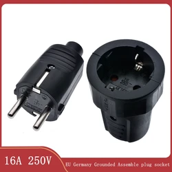 Black EU 16A UPS PDU Germany Grounded Assemble Wired plug socket Korea Russia Power Cable Female Male Detachable Connector 3500W