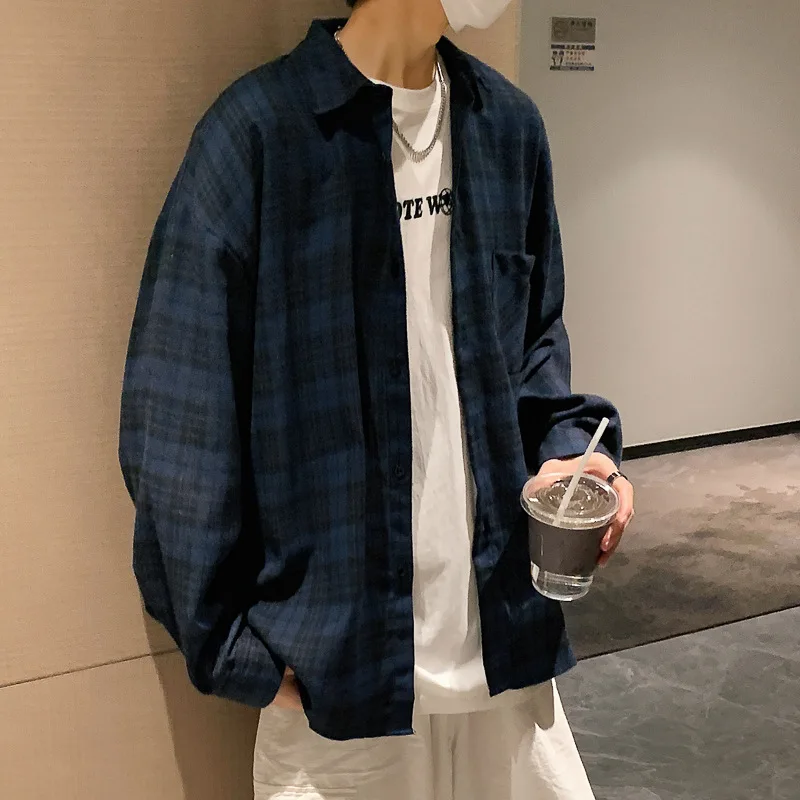 Plaid Anime Shirts for Men 2022 Blouses Mens Designer Clothes Summer Korean Clothes Manga Festival Flannel Jackets Streetwear