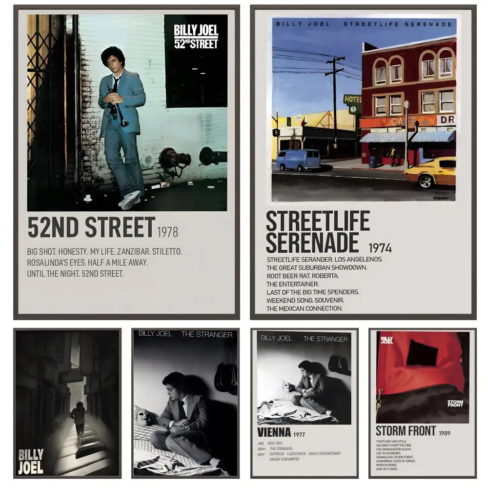 Álbum de cantante caliente b-Billy Joel, póster versátil HD impermeable, arte de pared, decoración autoadhesiva para cualquier espacio, regalo Ideal