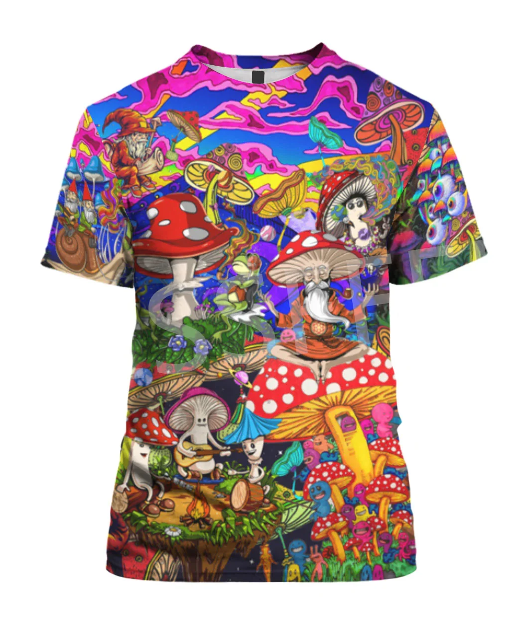 Tessffel Mushroom Hipple Psychedelic Trippy Tattoo Colorful DPrint Summer Unisex Streetwear Short Sleeves T-Shirts Men/Women A2