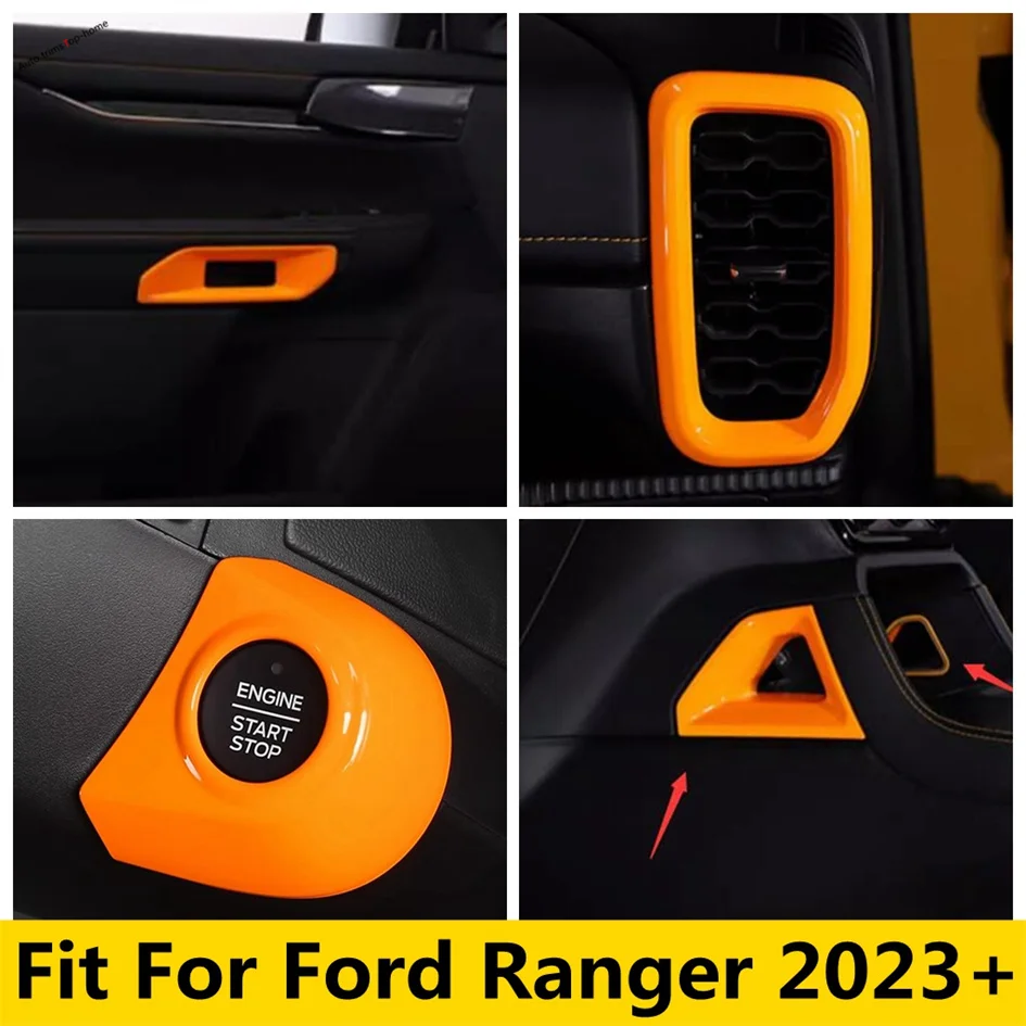 

Air AC Vent Inner Door Handle Bowl Start Stop Engine Push Button Central Control Sequins Cover Trim For Ford Ranger 2023 2024