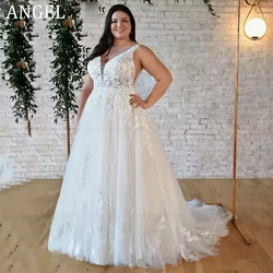 ANGEL Plus Size Wedding Dresses Customized 2025 A-line Elegant Lace Bridal Gowns Spaghetti Straps Sleeveless Vestidos de Novia
