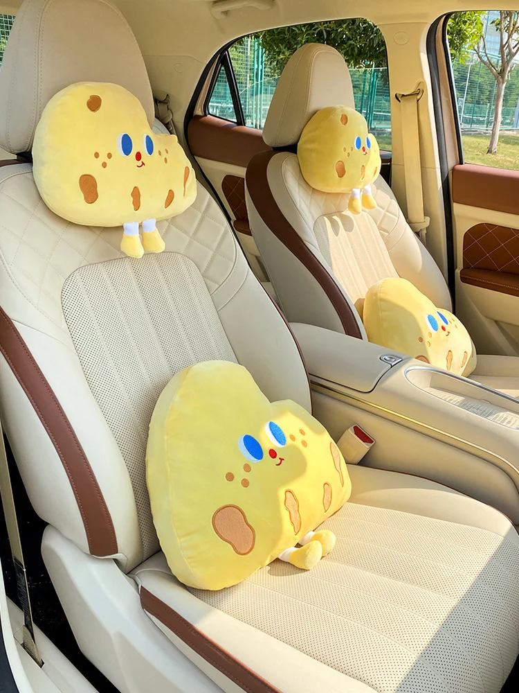 

2023 High Quality Plush Cartoon Creative Cute Cheese Lumbar Support Car Waist Neck Pillow Car Interior Ornaments