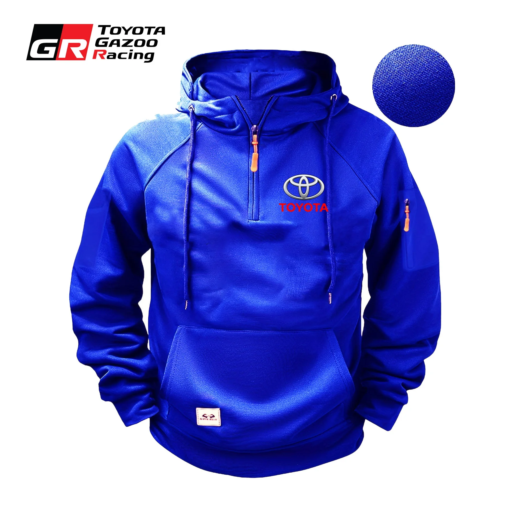 سويت شيرت رجالي كاجوال بقلنسوة للربيع والخريف مقاس أوروبي بلون سادة وشعار تويوتا بلوفر ريترو للشباب #2