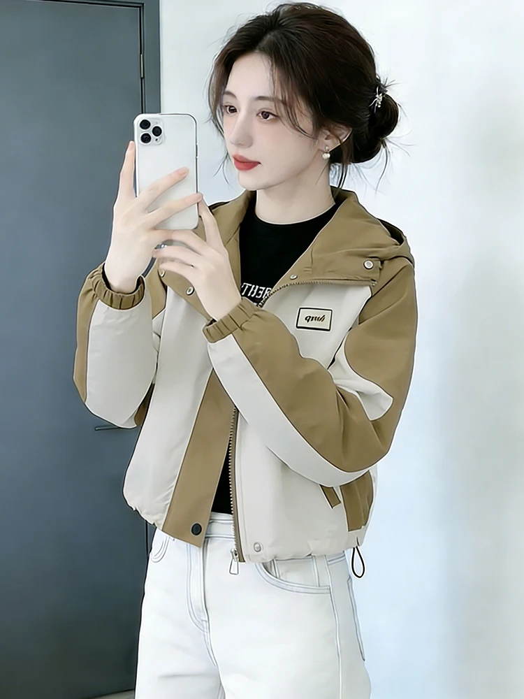 

Faionable ort Hooded Jaet Women's Lazy Sle Spring Autumn New Arrival Breathable Long Sve Zipper Closure Casual Out...